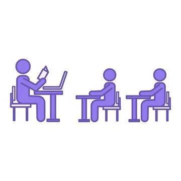 Colored Classroom Icon. Vector Icon. Teacher Teaches Children in Class. Pup.. Stock Illustration