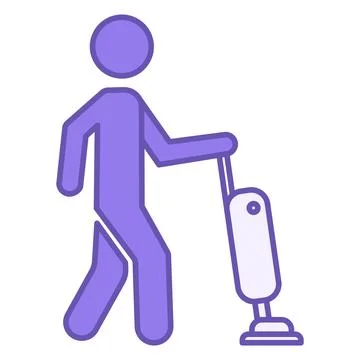 Colored Cleaning Icon. Vector Icon of a Man Doing Cleaning with a Vacuum Cl.. Stock Illustration