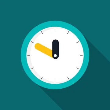Colored Clock Flat Icon. Illustration on dark background Stock Illustration