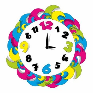 Colored Clock Stock Illustration