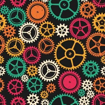 Colored clockwork seamless texture Stock Illustration