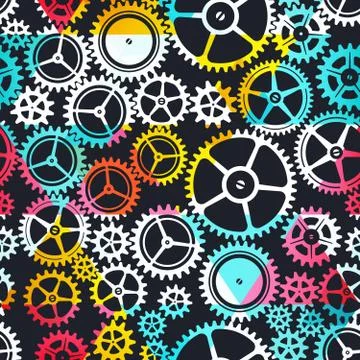 Colored clockwork seamless texture Stock Illustration