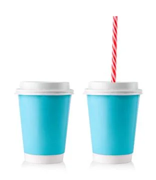Colored closed plastic glass, isolate on white Foto stock
