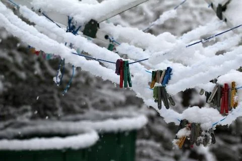Colored clothespins Foto stock