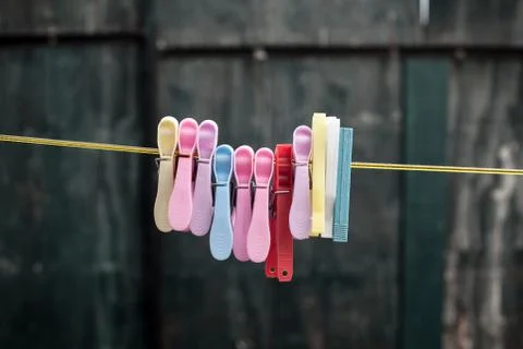 Colored Clothespins Stock Photos