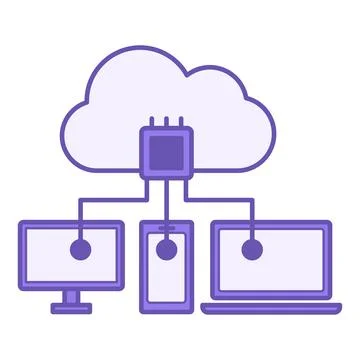 Colored Cloud Computing Icon. Vector Illustration. Computer, Laptop, Phone .. イラスト素材