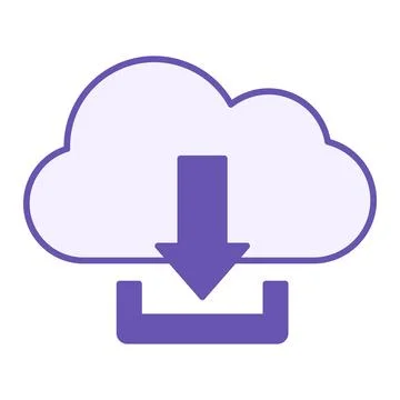 Colored Cloud Download Icon. Vector Illustration. Cloud and Download Arrow... Stock Illustration