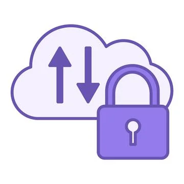 Colored Cloud Icon. Vector Illustration. Padlock, Cloud, and Up and Down Ar.. Stock Illustration