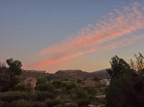 Colored clouds in the sky at sunset in South Africa Stock Photos