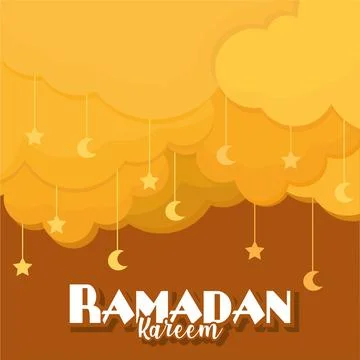 Colored clouds with star and moon shapes Ramadan Kareem Vector Ilustração Stock