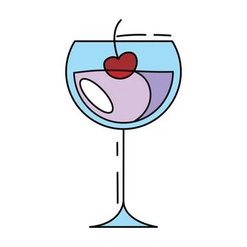 Colored cocktail with a cherry. Vector Stock Illustration