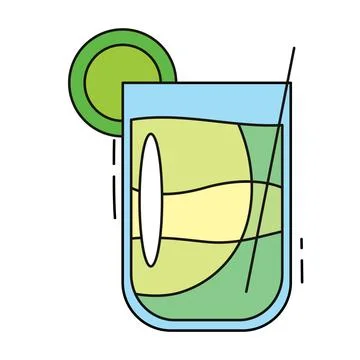 Colored cocktail with straw. Vector Stock Illustration