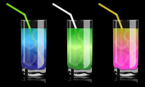 Colored cocktails in glass Stock Illustration