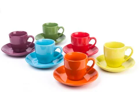 Colored Coffee Mugs Stock Photos