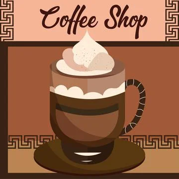 Colored coffee quality shop concept poster Vector Stock Illustration