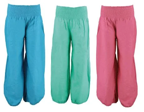 Colored collection high cut harem pants. Modern colors. Stock Photos
