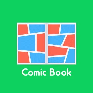 Colored comic book on green background Stock Illustration