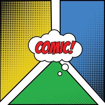 Colored comic book page with halftone effect and bubble chat Vector Stock Illustration