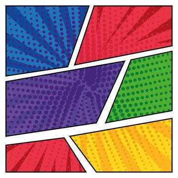 Colored comic page background with halftone effects Illustrazione stock