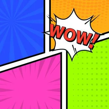 Colored comic page with halftone effect and comic bubbles Vector Illustrazione stock