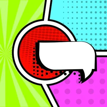 Colored comic page with halftone effect and comic bubbles Vector Illustrazione stock