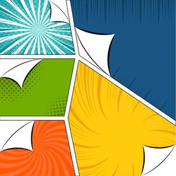 Colored comic pages with halftone effects Stock Illustration