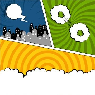 Colored comic pages with halftone effects Illustrazione stock