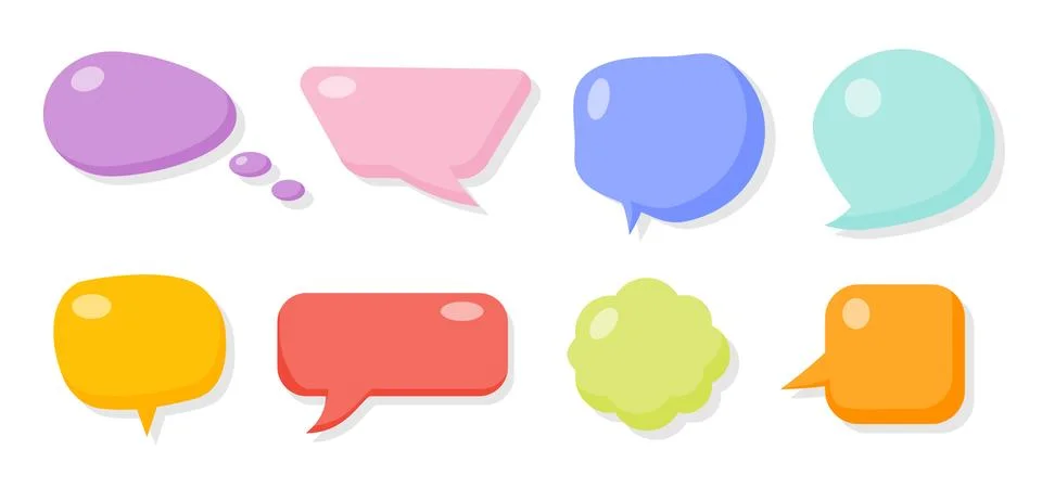 Colored comic speak soap bubble cartoon vector set Stock Illustration