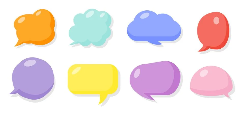 Colored comic speak soap bubble cartoon vector set Stock Illustration