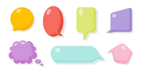 Colored comic speak soap bubble cartoon vector set Stock Illustration