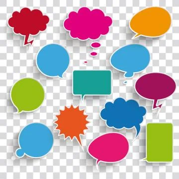 Colored Communication Bubbles Transparent Shadows Stock Illustration