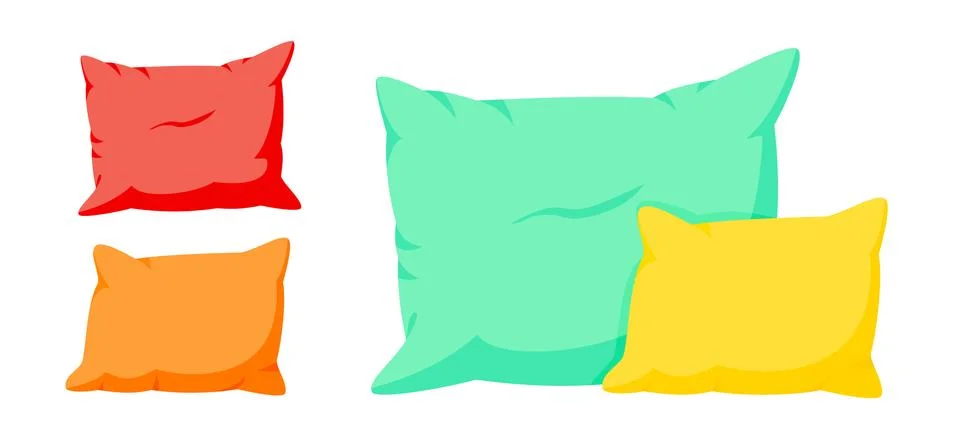 Colored composition of pillows cartoon set vector Stock Illustration