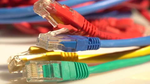 Colored computer cables movement Stock Footage 60057261