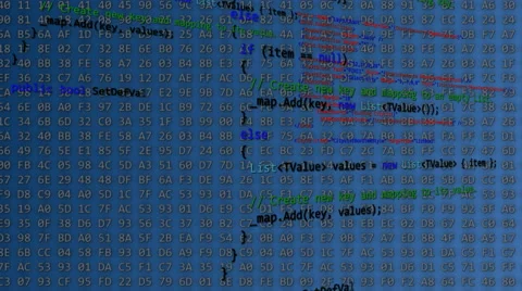 Colored Computer Code On Blue Background. Stock Footage 57485656
