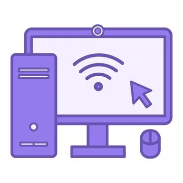 Colored Computer Icon. Vector Icon. System Unit, Monitor, Internet, and Com.. Stock Illustration