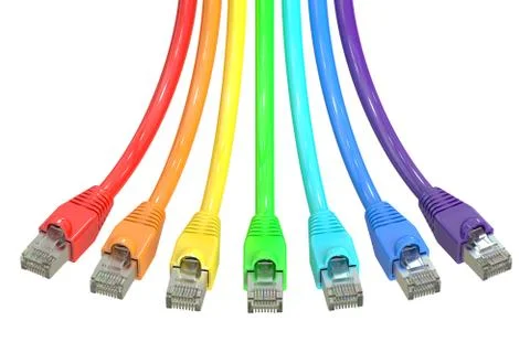 Colored computer network cables, 3D rendering 스톡 일러스트