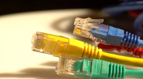 Colored computer network cables Stock Footage 61440890