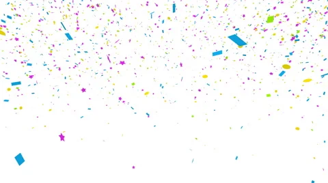 Colored confetti falling with alpha matte Stock Footage