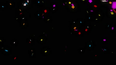 Colored confetti falling on black background Video stock 130599463