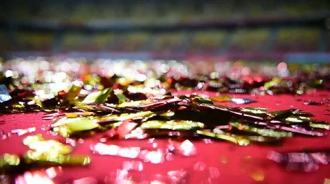 Colored confetti on the ground after celebration event Vídeo Stock 64793937