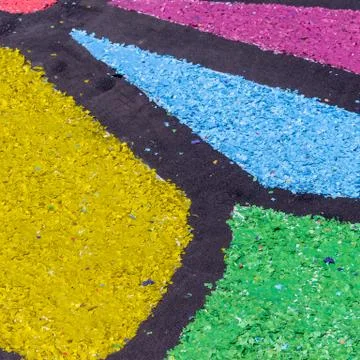 Colored confetti on ground Stock Photos