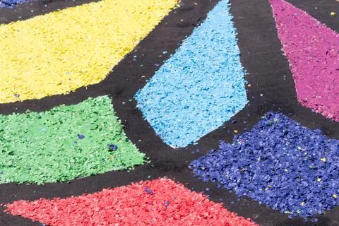 Colored confetti on ground Stock Photos