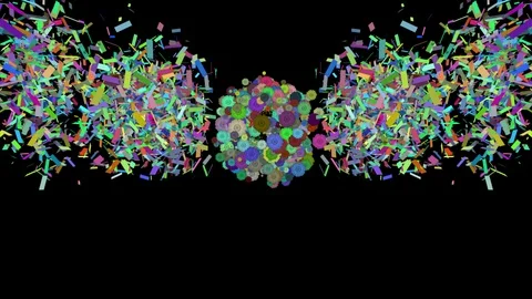 Colored Conffetti from left and right to middle nonstop Alpha chanel Stock Footage 104226279