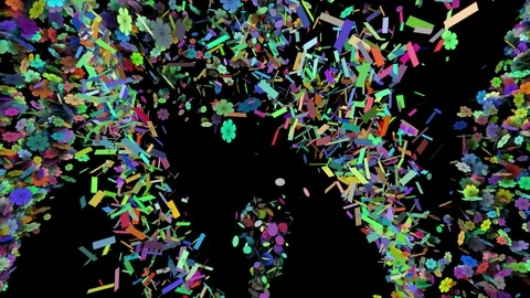 Colored Conffetti from left and right to middle nonstop with Alpha Stock Footage 104226290