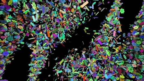 Colored Conffetti from left and right to middle nonstop with Alpha transparent Stock Footage 104226306