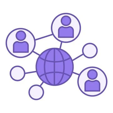 Colored Connections Icon. Team Network Vector Icon. Exchange of Data Transf.. Stock Illustration
