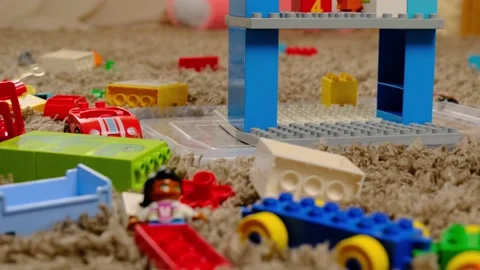 Colored constructor blocks on the floor. Stock-Footage 151289938