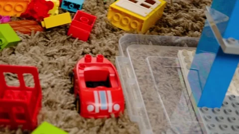 Colored constructor blocks on the floor. Stock Footage 151289955