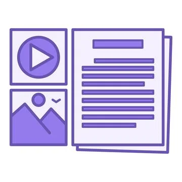 Colored Content Creation Icon. Vector Icon. Media, Photo, and Text. Informa.. Stock Illustration