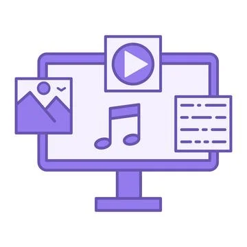 Colored Content Icon. Vector Icon of Various Information in Computer. Digit.. Stock Illustration